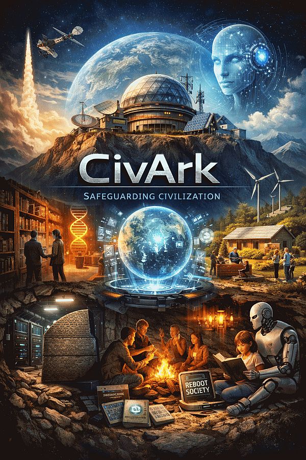 CivArk concept illustration showing safeguarding civilization themes.